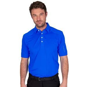 Island Green Mens Topstitched Golf Polo Shirt / Royal Blue